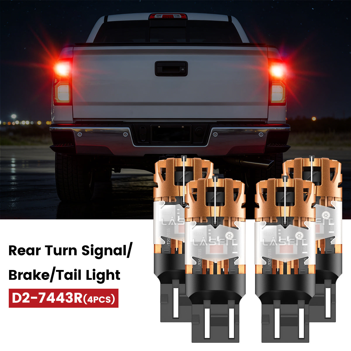 Lasfit 7443 led rear turn signal/brake/tail light fit for 2016-2018 Chevrolet Silverado 1500