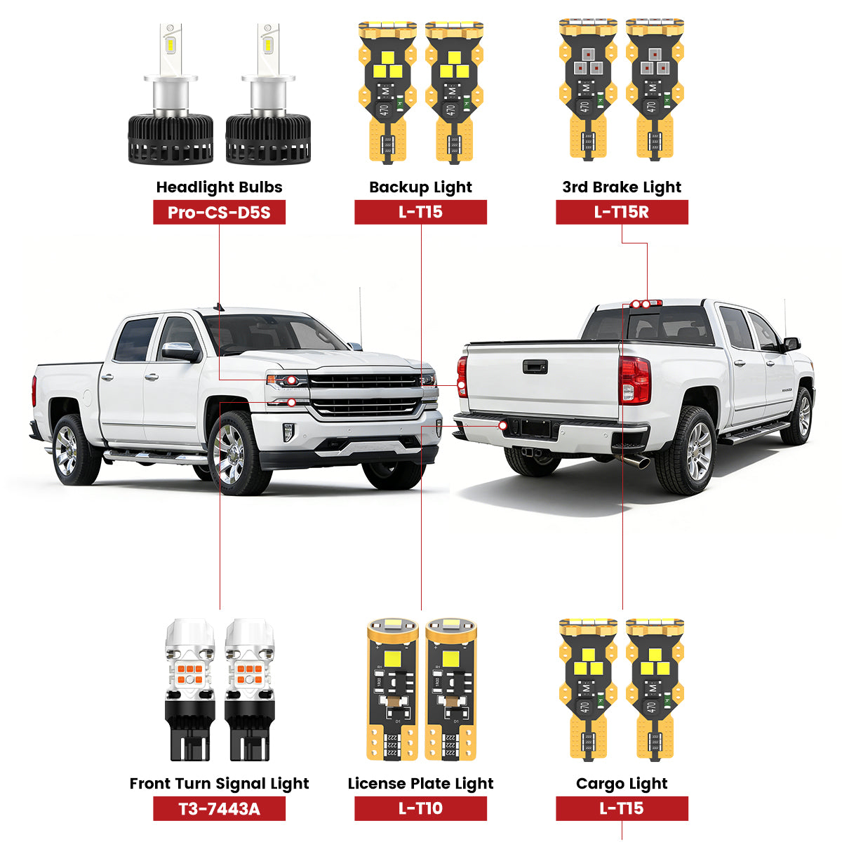 Lasfit led bulbs for 2016-2018 Chevrolet Silverado 1500