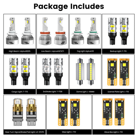 Lasfit combo package led bulbs for 2016-2018 Ram 2500/3500 With Reflector Assembly W/ Fog Lights