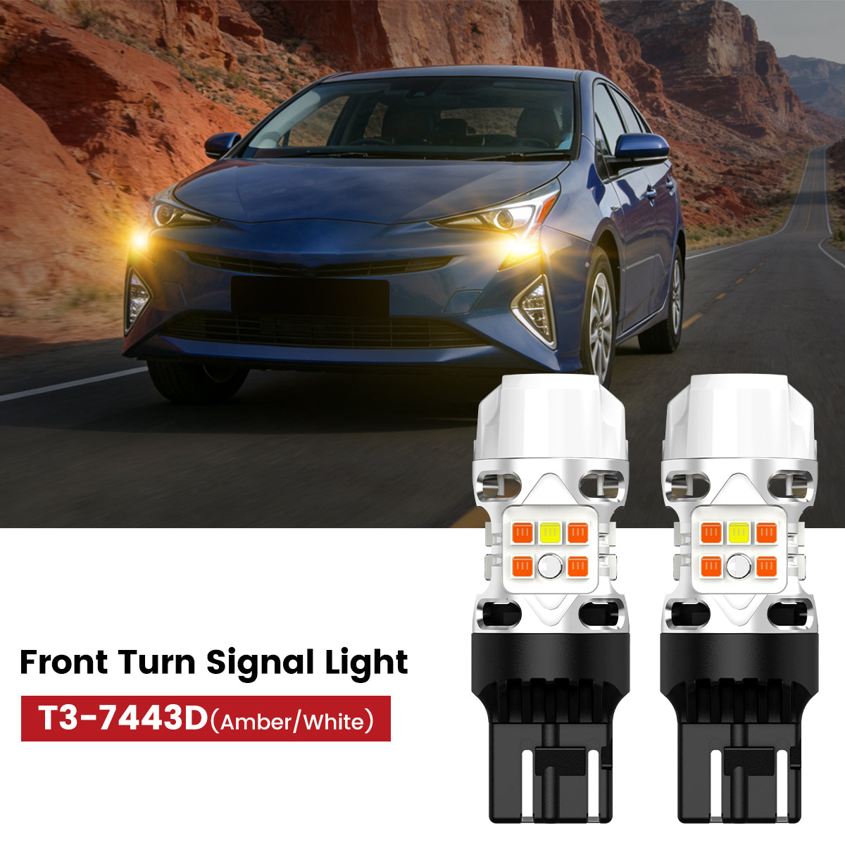 Lasfit 7443 led front turn signal light fit for 2016-2018 Toyota Prius