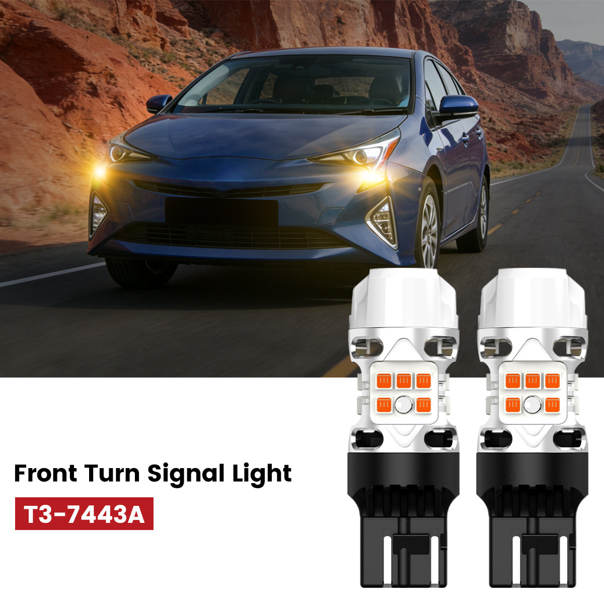 Lasfit 7443 led front turn signal light fit for 2016-2018 Toyota Prius