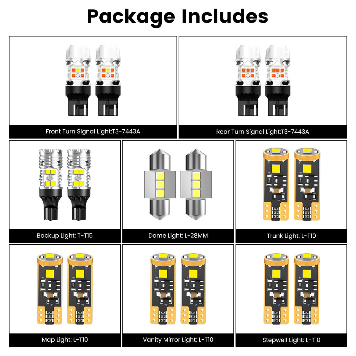 Lasfit combo package led bulbs for 2016-2018 Toyota Prius Three Touring/Four Touring