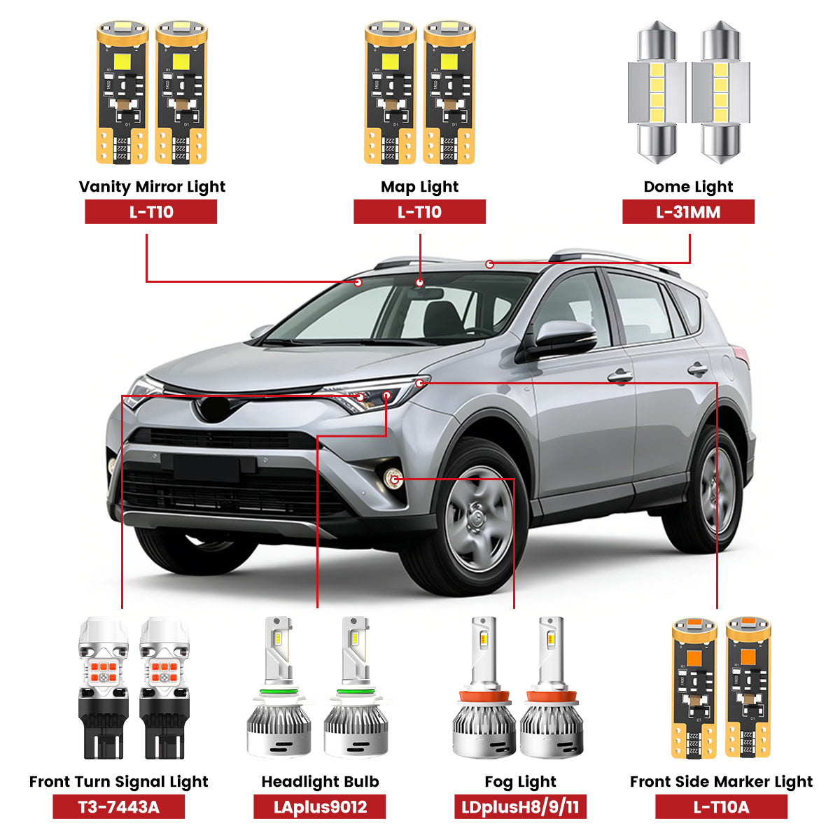 2016 2017 2018 Toyota RAV4 Custom-Fit LED Bulbs Upgrade｜LASFIT