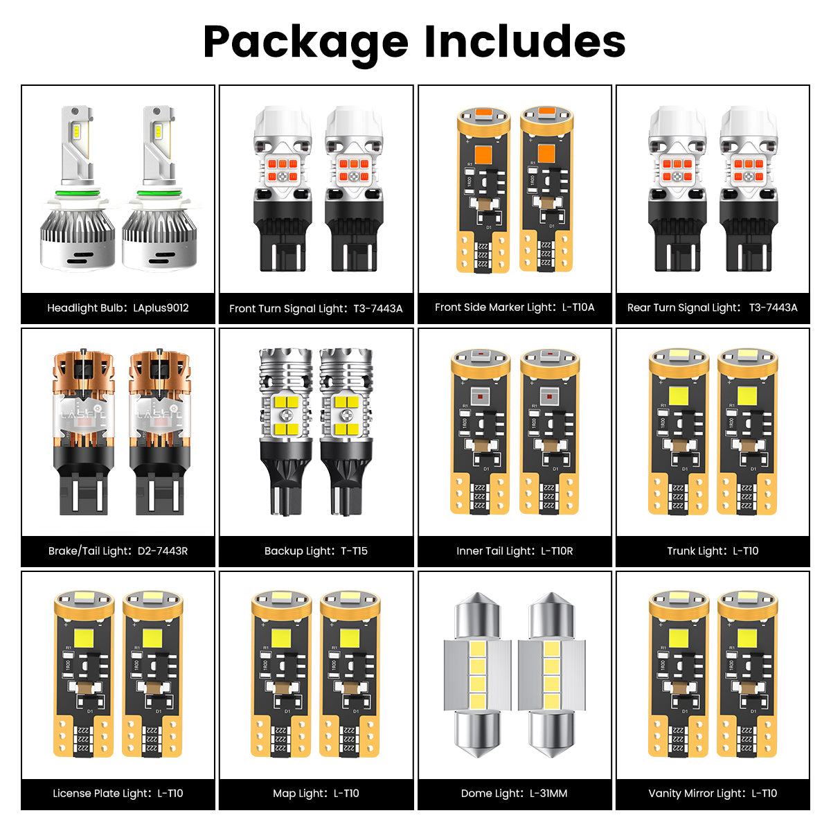 Lasfit combo package led bulbs for 2016-2018 Toyota RAV4 LE