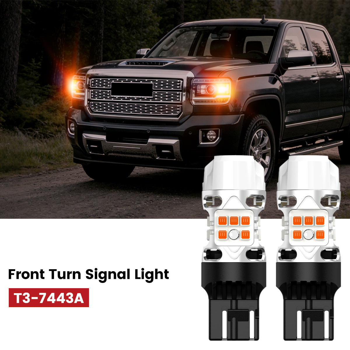 Lasfit 7443 led front turn signal light fit for 2016-2019 GMC Sierra 2500HD 3500HD 