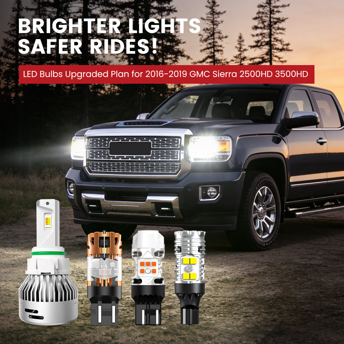 Lasfit LED Bulbs for 2016-2019 GMC Sierra 2500HD 3500HD