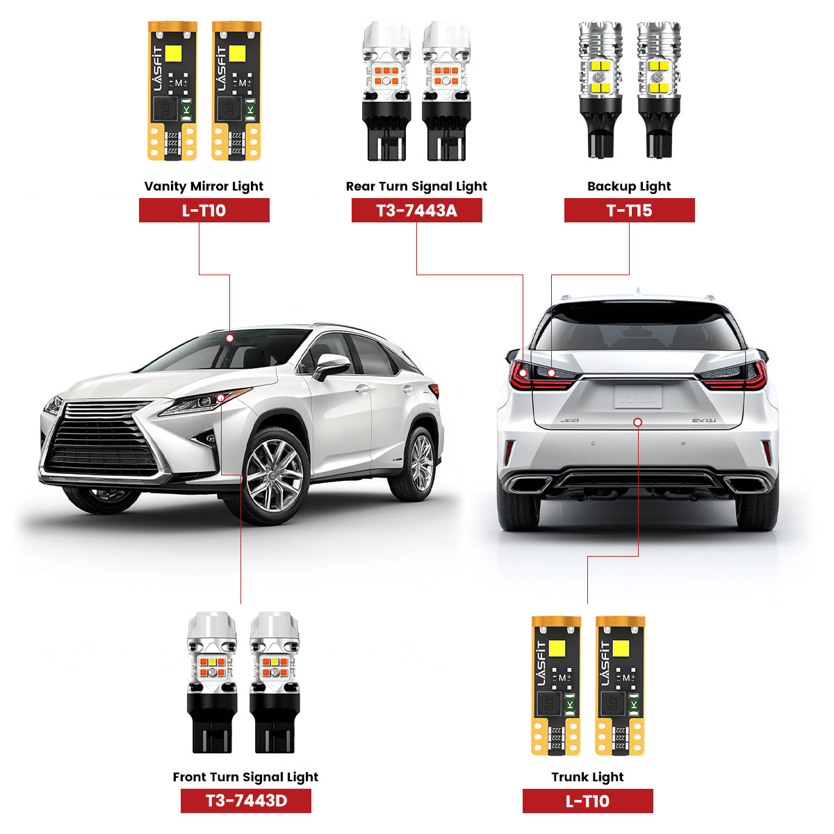 Lasfit led bulbs for 2016-2019 Lexus RX