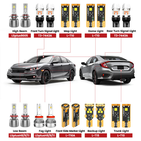 Lasfit led bulbs for 2016-2021 Honda Civic 