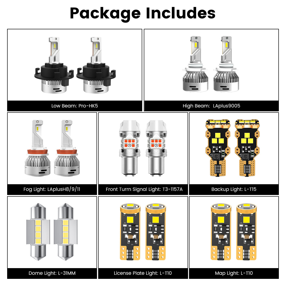 Lasfit combo package led bulbs for 2016-2021 Hyundai Tucson 2019