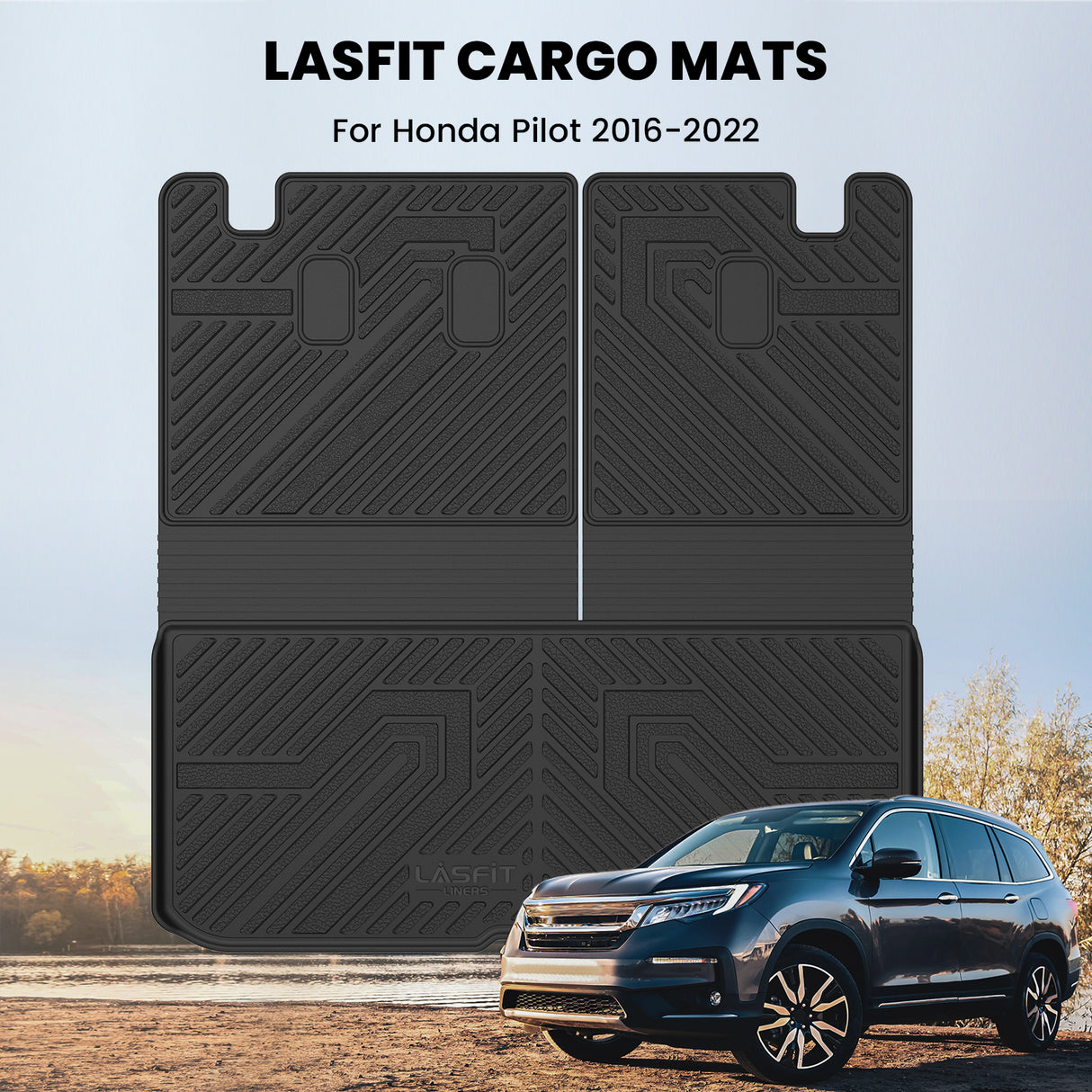 Fit for 2016-2022 Honda Pilot Floor Mats / Cargo / Seatback Mat, Cargo Mat Fit in Highest Position Only