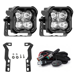2016-2023 Toyota Tacoma 1500 3 inch white combo ditch light