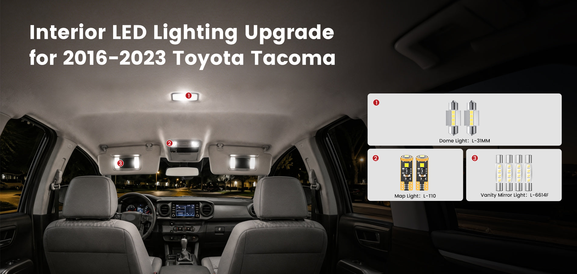 Lasfit interior LED Bulbs for 2016-2023 Toyota Tacoma