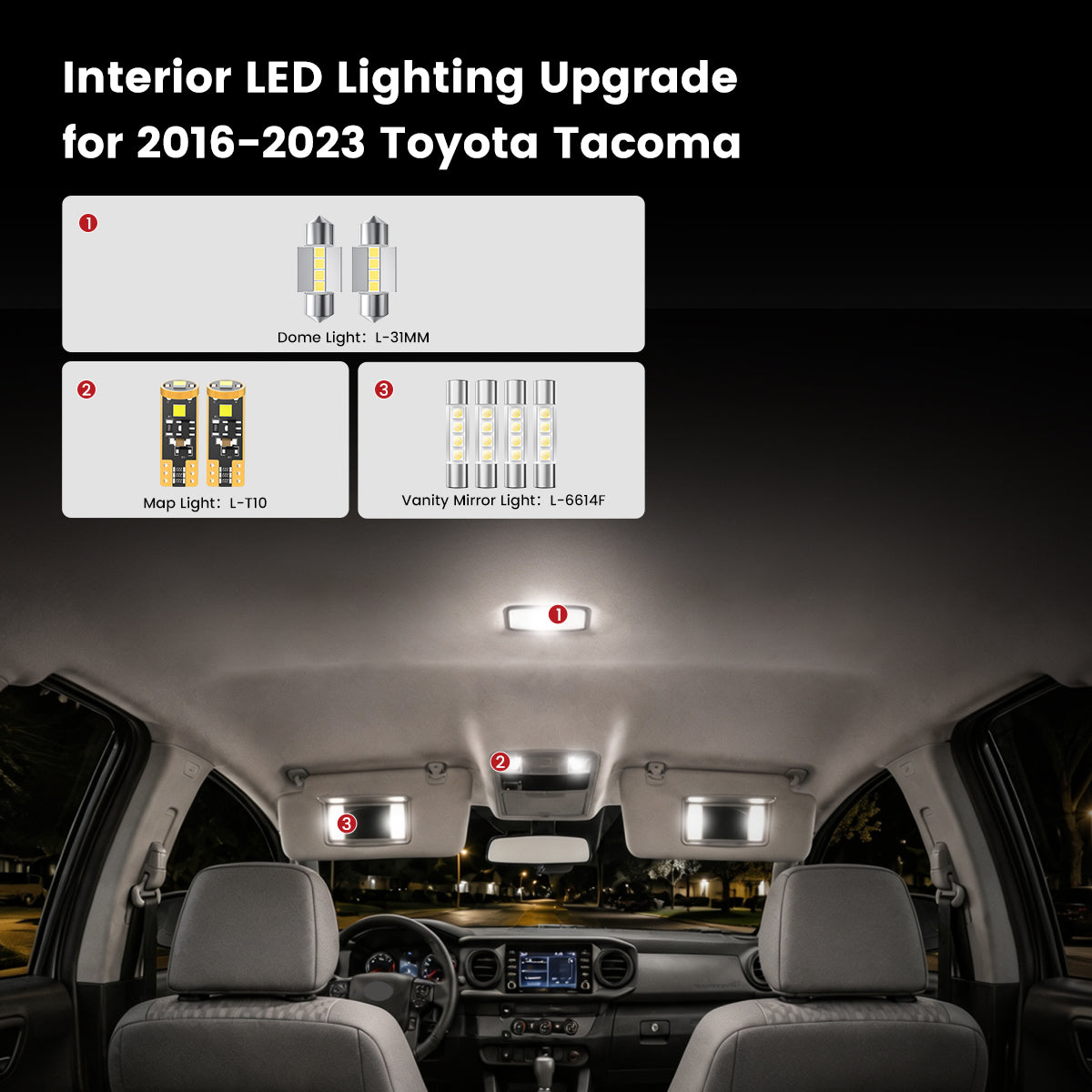 Lasfit interior LED Bulbs for 2016-2023 Toyota Tacoma