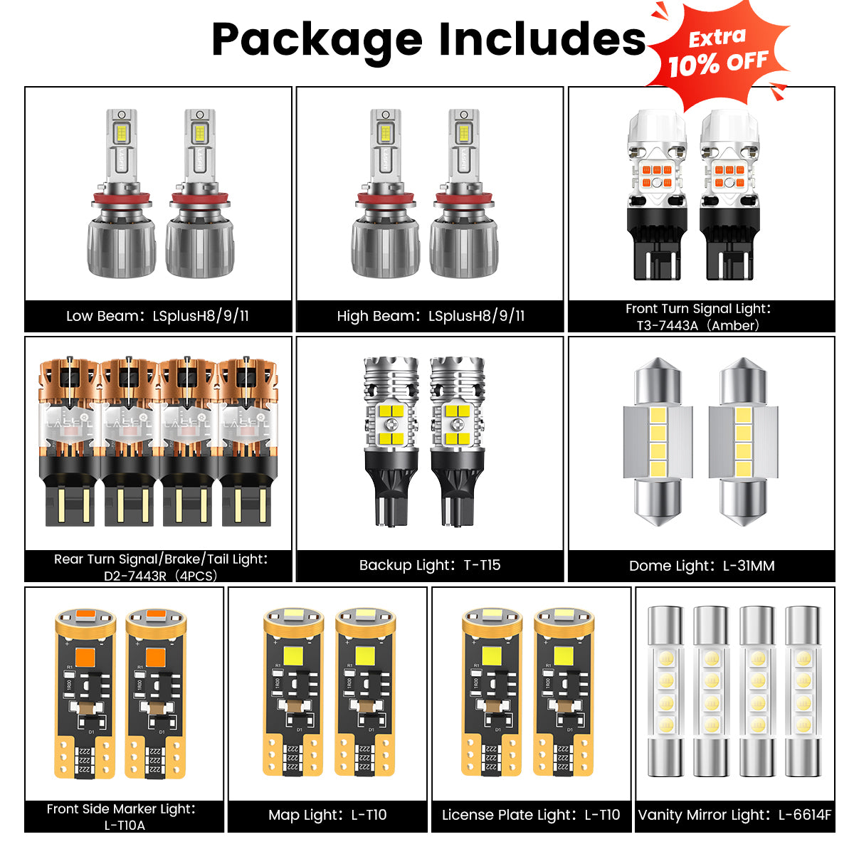 Fit for 2016-2023 Toyota Tacoma The Brightest LED Bulbs Upgrade | Tested and Verified