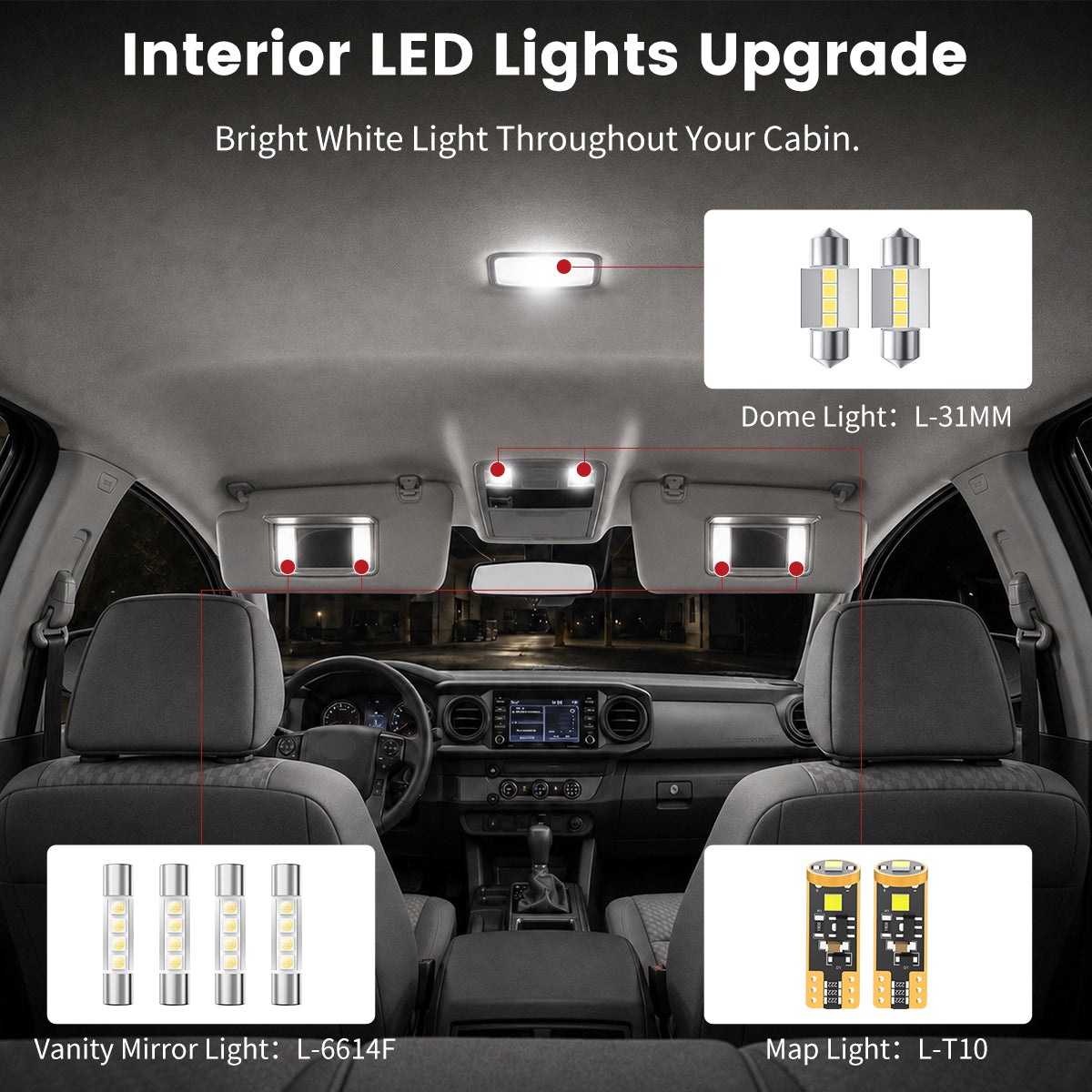 Fit for 2016-2023 Toyota Tacoma The Brightest LED Bulbs Upgrade | Tested and Verified