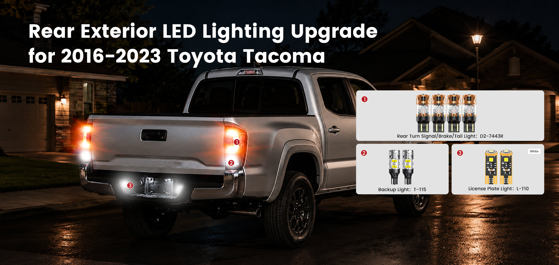 Lasfit rear LED Bulbs for 2016-2023 Toyota Tacoma