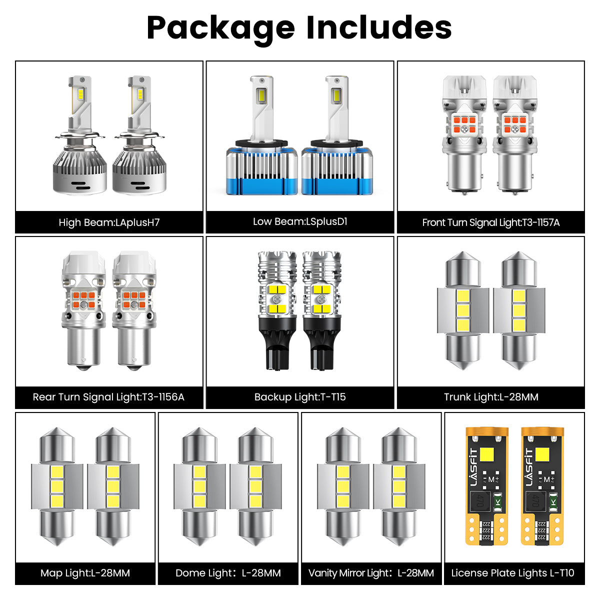 Lasfit combo package led bulbs for 2016 Kia Optima Hybrid W/ HID Headlights