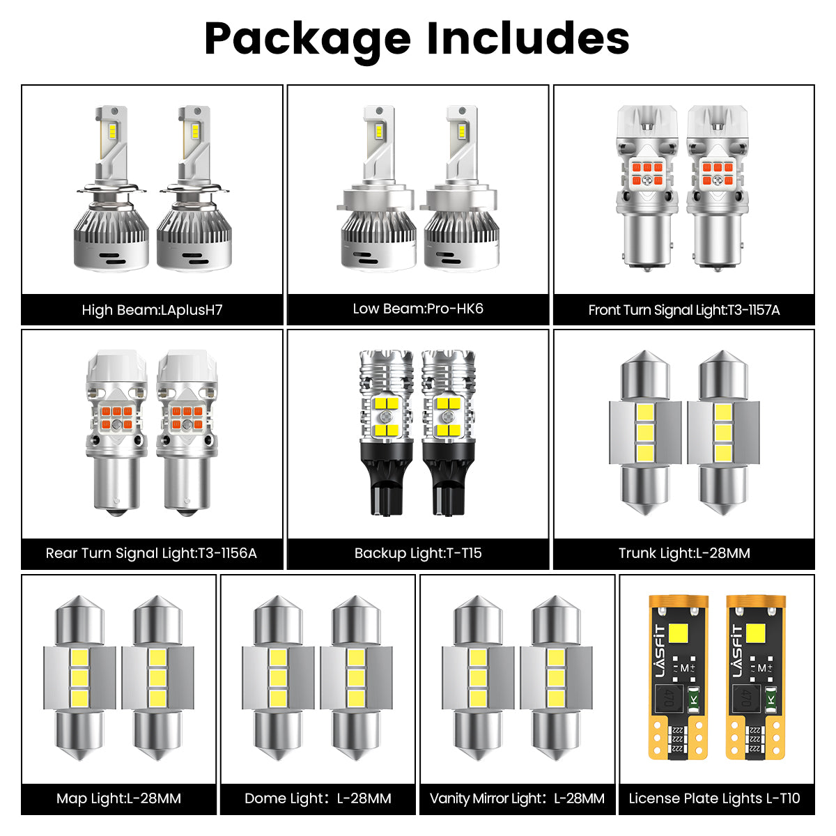 Lasfit combo package led bulbs for 2016 Kia Optima Hybrid W/ Halogen Headlights