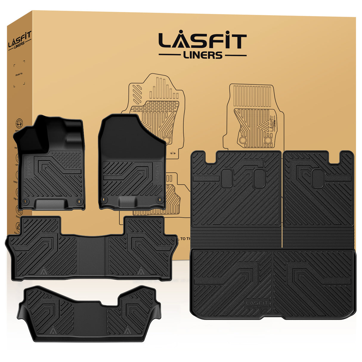 Fit for 2016-2022 Honda Pilot Floor Mats / Cargo / Seatback Mat, Cargo Mat Fit in Highest Position Only