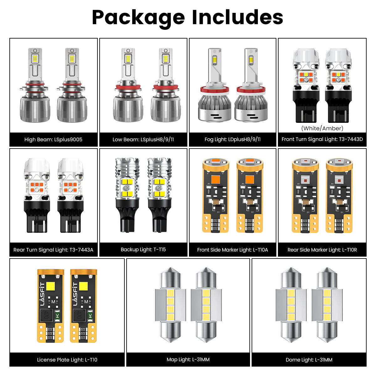 Lasfit combo package led bulbs for 2017-2018 Subaru Forester W/ Fog Lights