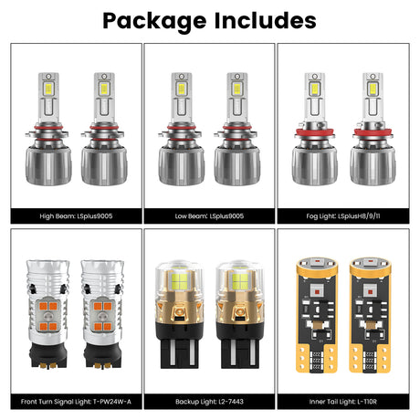 Lasfit combo package led bulbs for 2017-2019 Chrysler Pacifica Touring/Touring PLUS/Touring L/Touring L PLUS