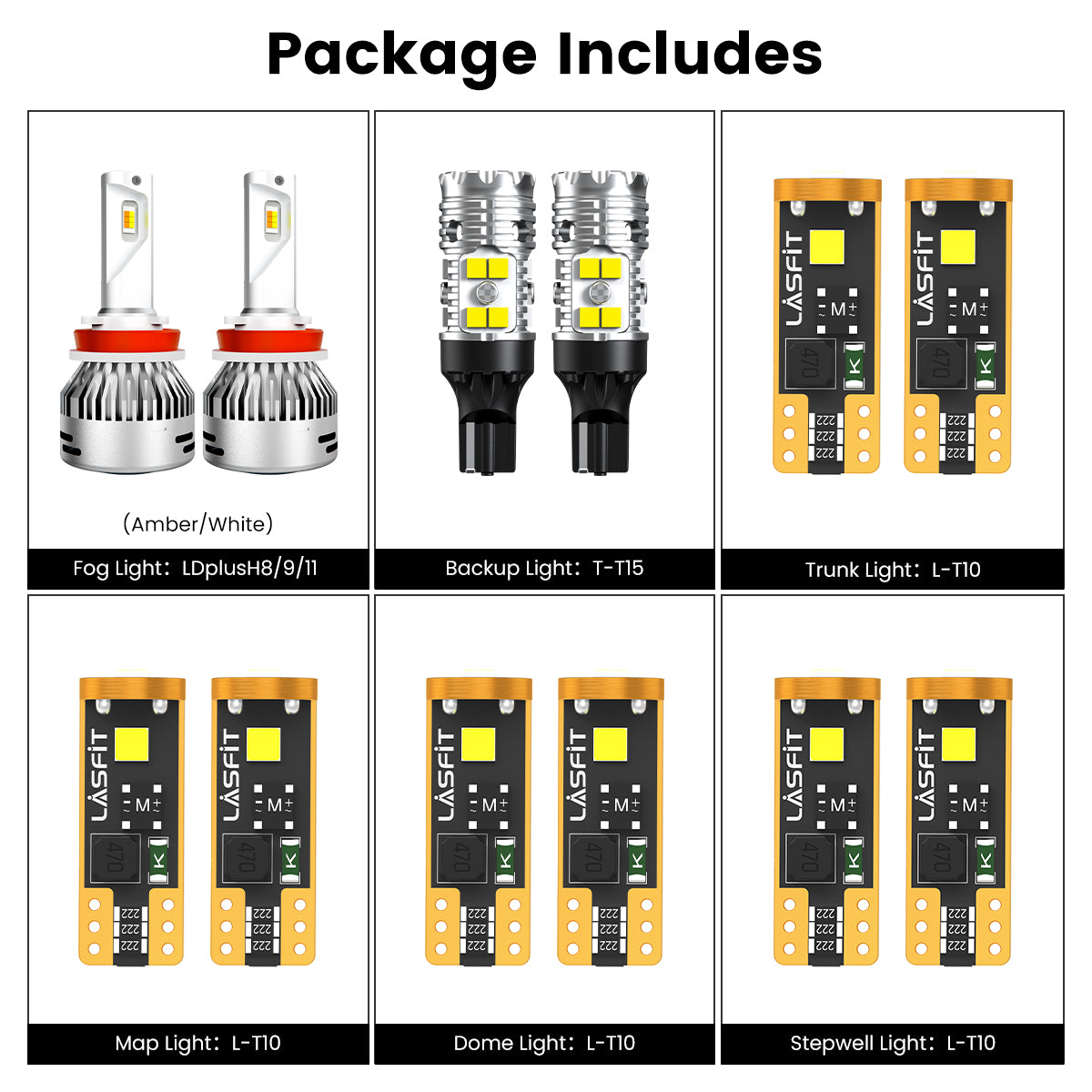 Lasfit combo package led bulbs for 2017-2019 Honda CR-V without headlight bulbs
