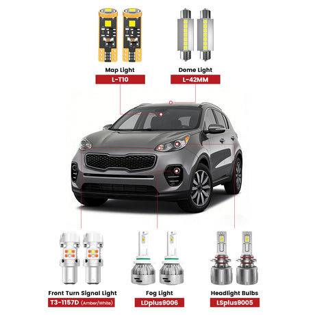 Lasfit led bulbs for 2017-2019 Kia Sportage