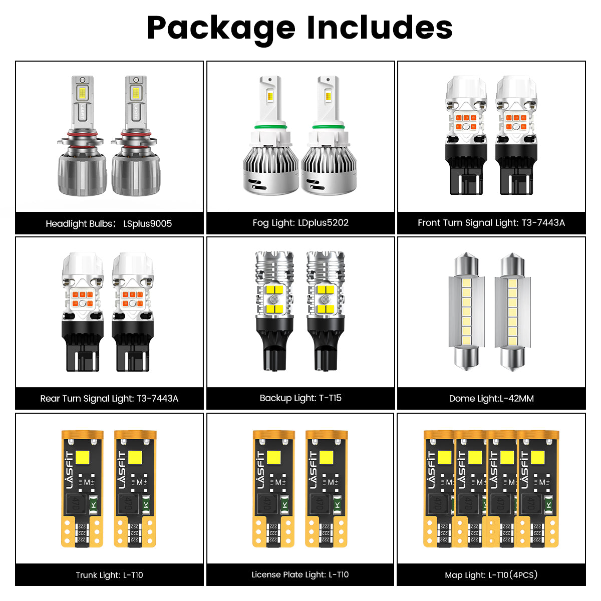Lasfit combo package led bulbs for 2017-2022 Chevrolet Trax Premier
