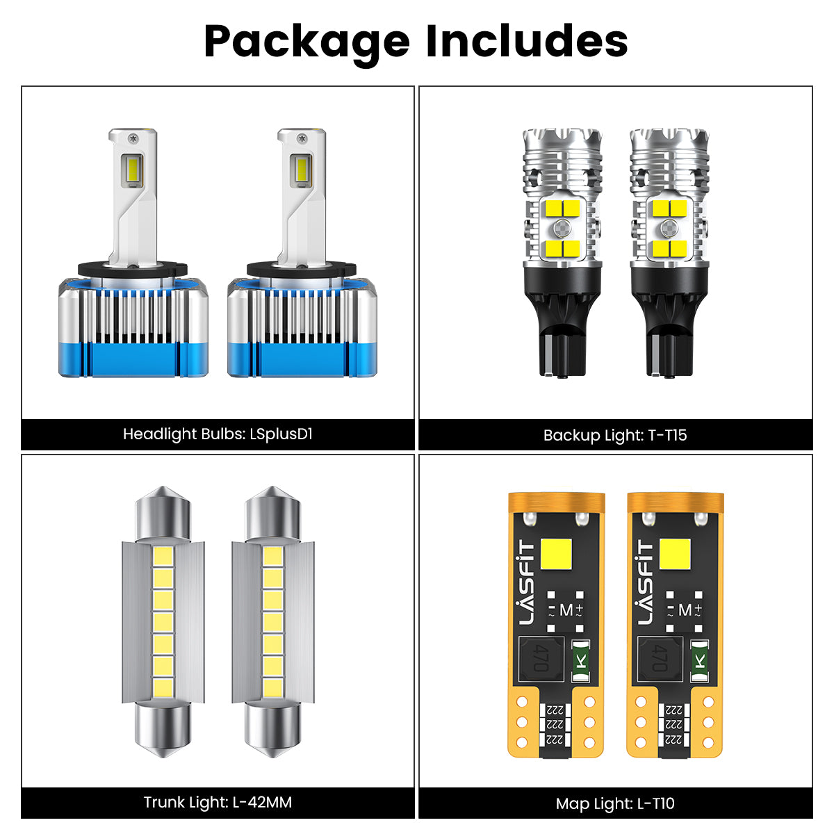 Lasfit combo package led bulbs for 2017-2022 Jeep Grand Cherokee Trackhawk