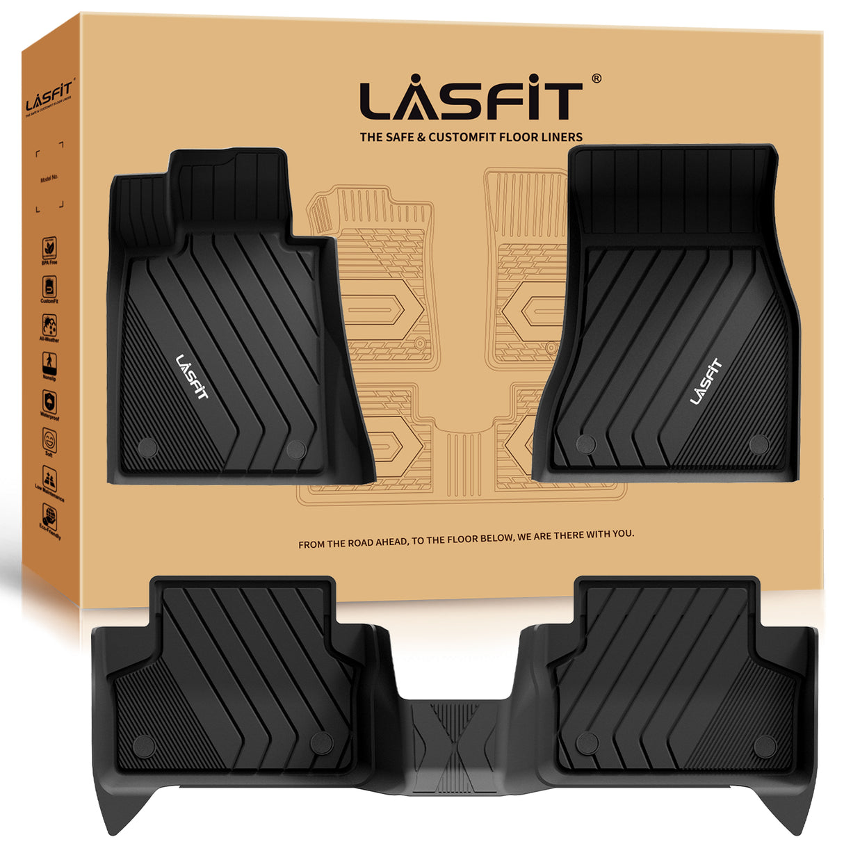 Fit for 2017-2023 BMW 5 Series Floor Mats/Cargo Mat(Fit Spare Tire), for 520i 530e 530i 535i 540i 540d 550i