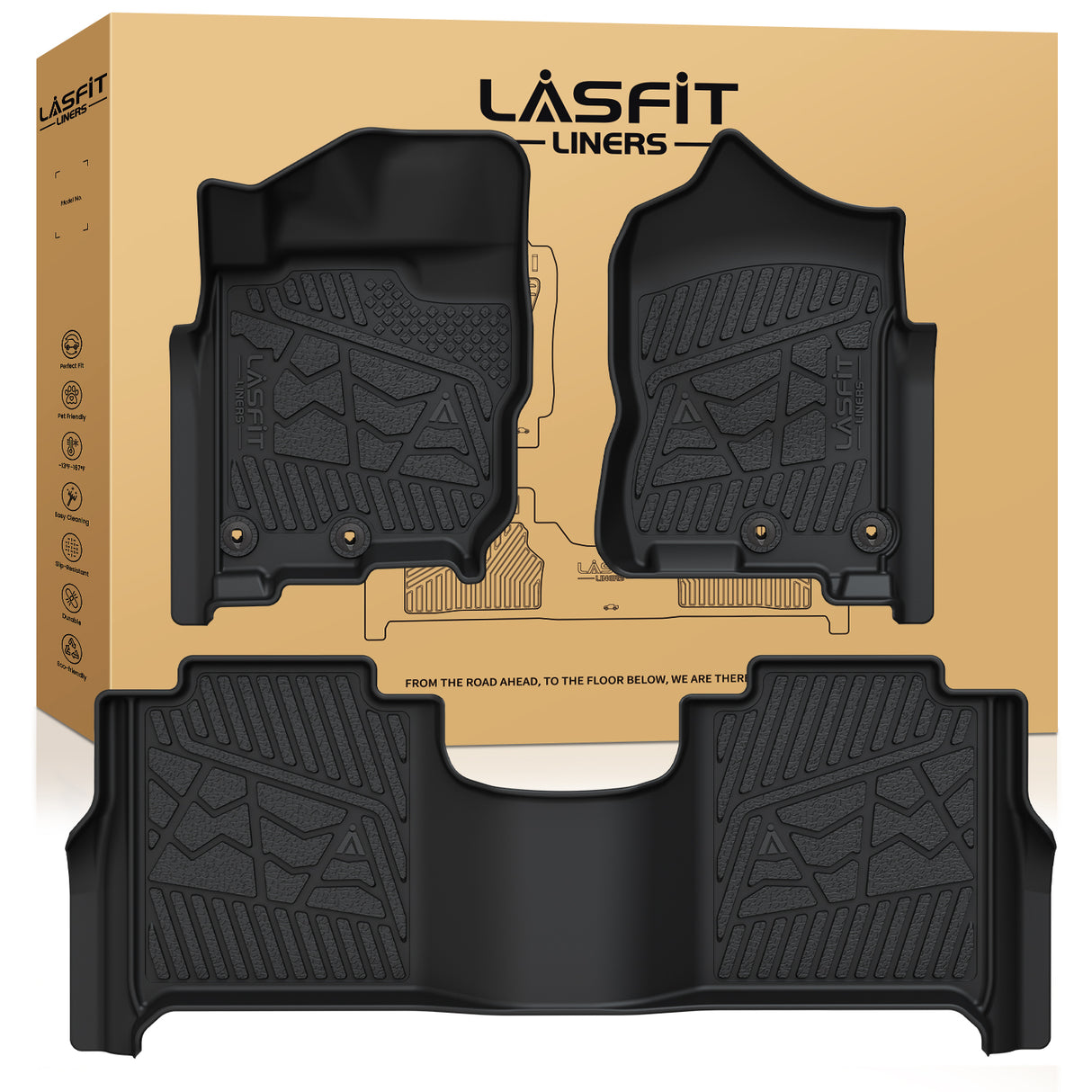 Fit for 2017-2024 Nissan Titan TPE Floor Mat, Fit Crew Cab Equipped with Rear Seat Cargo Organizer