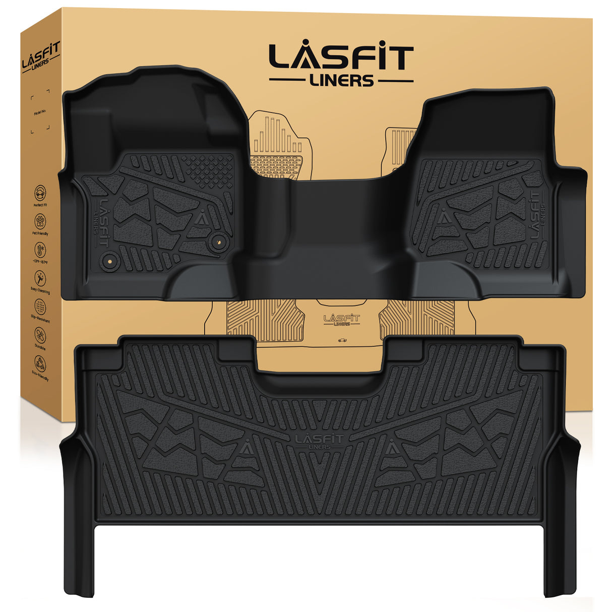 Fit for 2017-2025 Ford F-250 F-350 F-450 F-550 Crew Cab Floor Mats, Only Fit Factory Storage & Carpet Floor