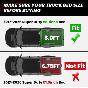 Fit for 2017-2026 Ford Super Duty 8.0FT Bed Mat Fitment