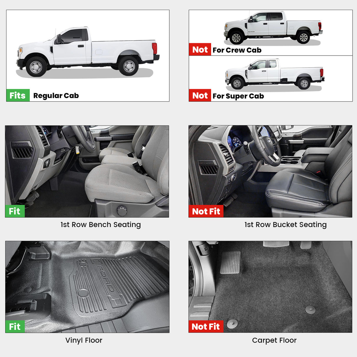 Fit Regular Cab & Bench Seat & Vinyl Floor