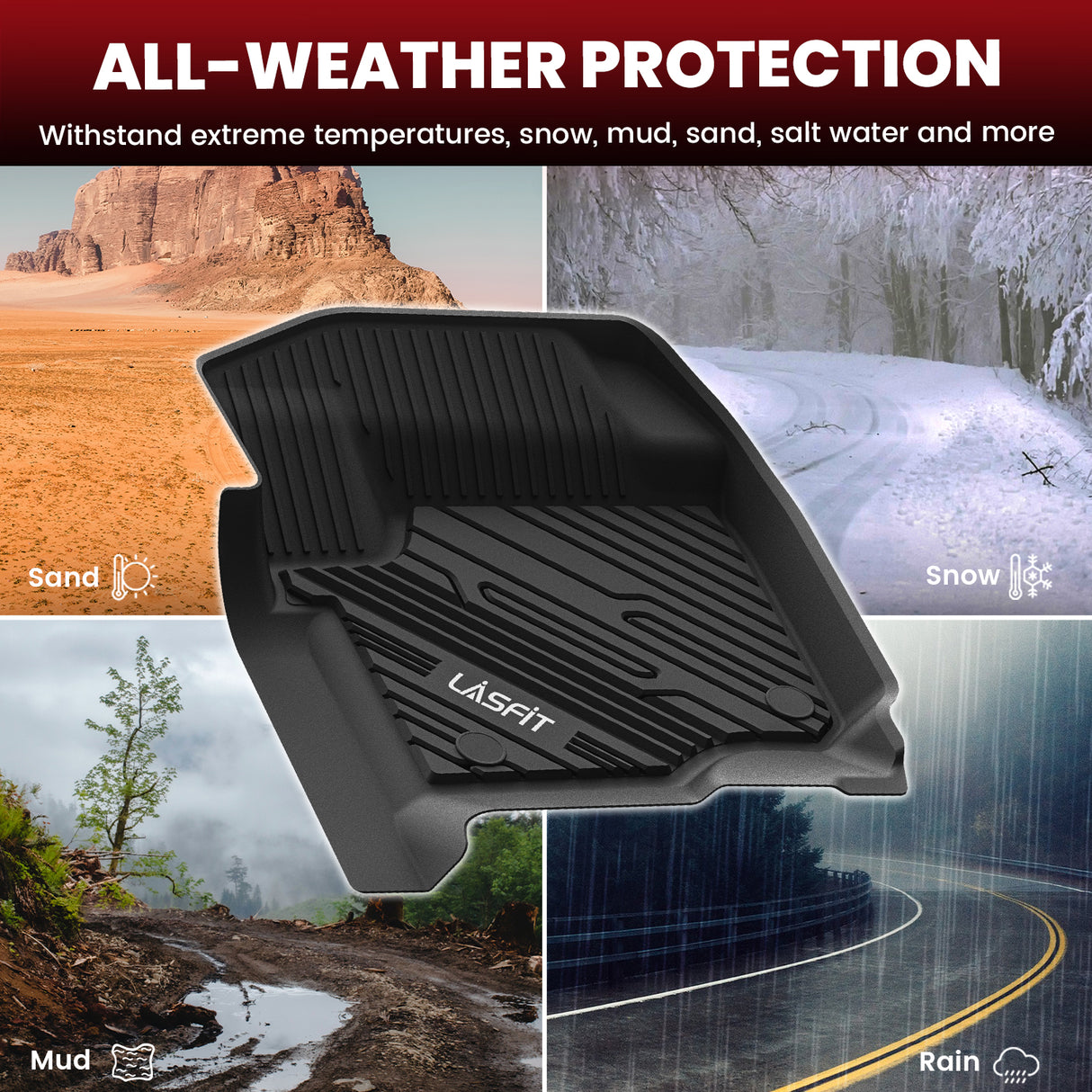  2017-2026 Ford F-250 F-350 F-450 F-550 Crew Cab/Super Cab Floor Mats, Only Fit Carpet Floor,All Weather  Protection