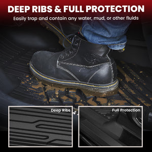  2017-2026 Ford F-250 F-350 F-450 F-550 Crew Cab/Super Cab Floor Mats, Only Fit Carpet Floor,Deep Ribs and Full Protection
