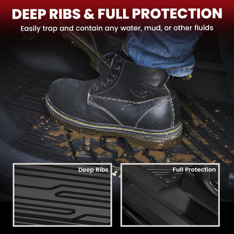  2017-2026 Ford F-250 F-350 F-450 F-550 Crew Cab/Super Cab Floor Mats, Only Fit Carpet Floor,Deep Ribs and Full Protection