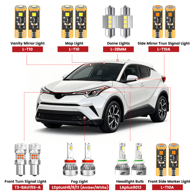 Lasfit front led bulbs for 2018-2019 toyota chr  