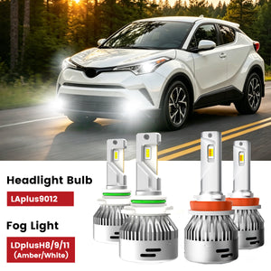 Lasfit h11 fog lights and 9012 led headlight bulbs for 2018-2019 toyota CHR