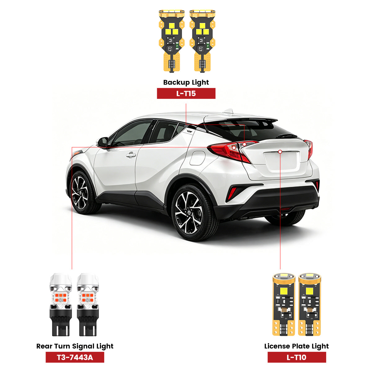 Lasfit rear led bulbs for 2018-2019 toyota chr  