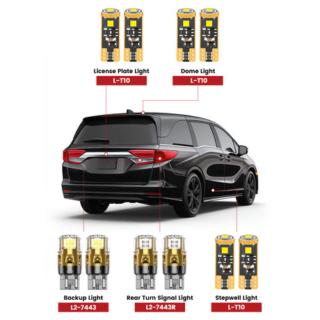 Lasfit combo package rear led bulbs for 2018-2020 Honda Odyssey