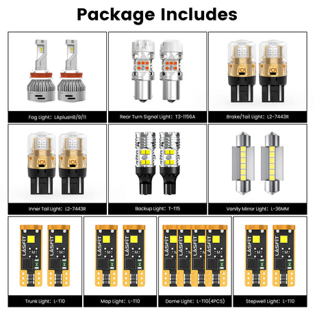 Lasfit combo package led bulbs for 2018-2020 Volkswagen Altas