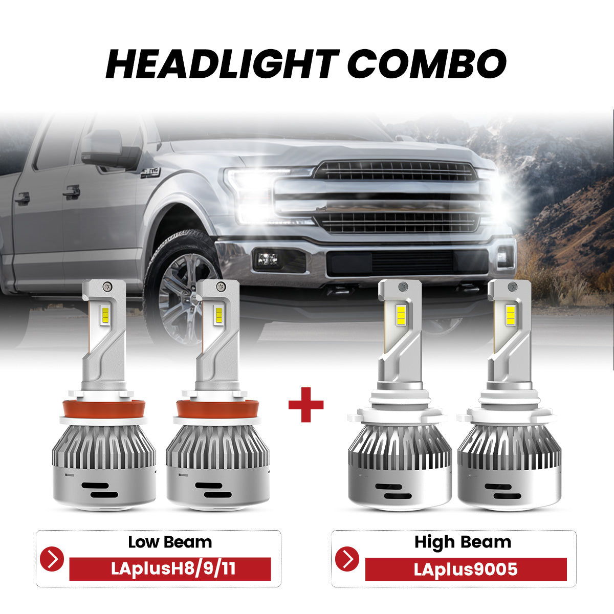 Fit for 2015–2023 Ford F-150 H11 9005 LED Headlight Bulbs for High & Low Beam | LA Plus Series