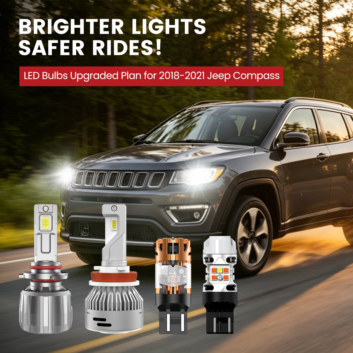 Lasfit LED Bulbs for 2018-2021 Jeep Compass