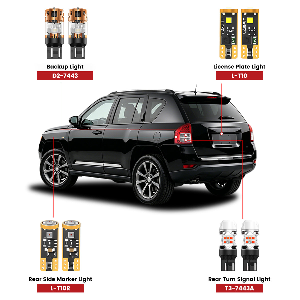 Lasfit led bulbs for 2011-2017 Jeep Compass