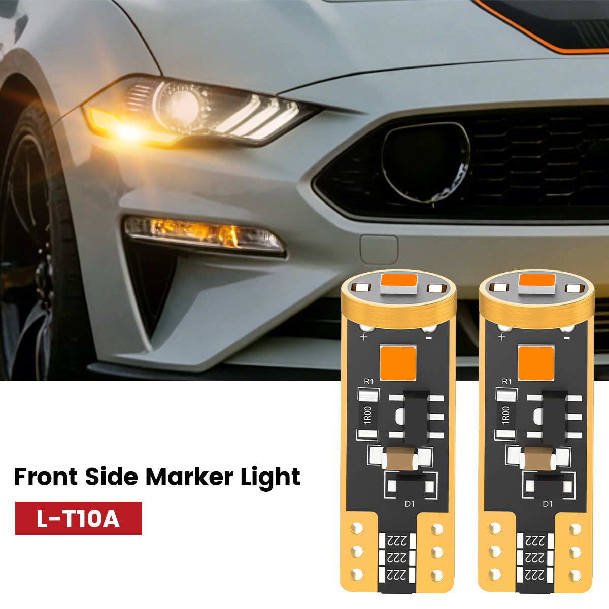 Lasfit 168 led front side marker lights fit for 2018-2023 Ford Mustang  