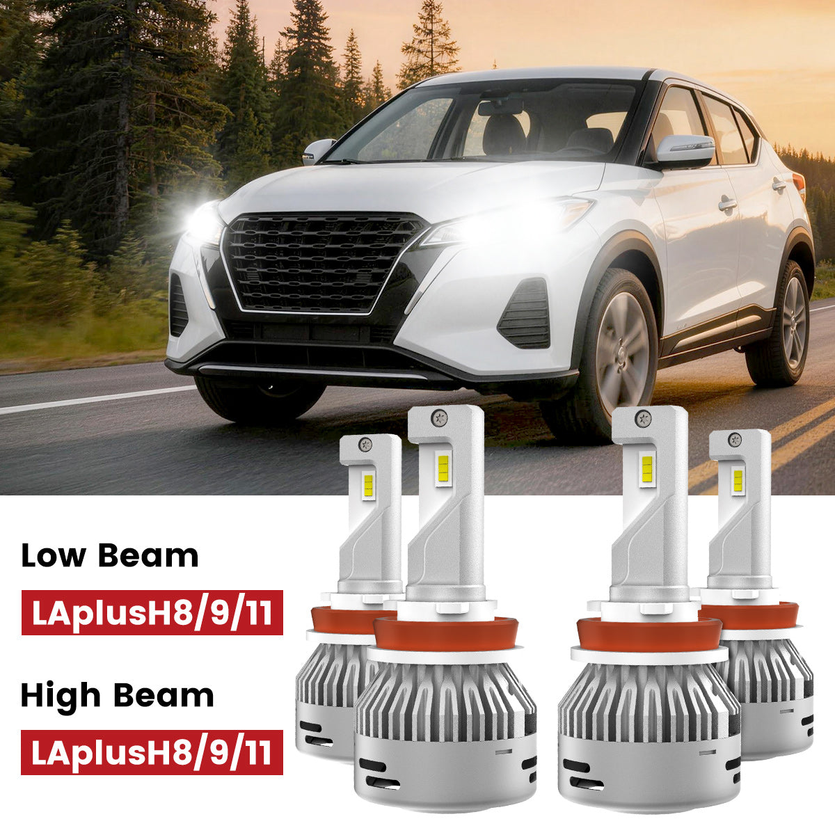 Lasfit H11 led headlight bulbs fit for 2018-2024 Nissan Kicks  
