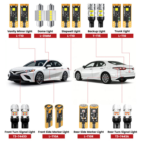 Lasfit led bulbs for 2018-2024 Toyota Camry