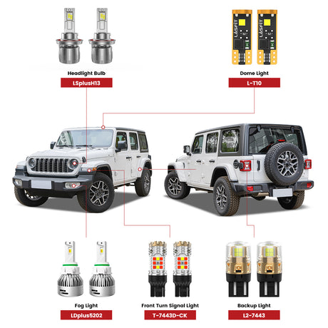 Lasfit led bulbs for 2018-2025 Jeep Wrangler  