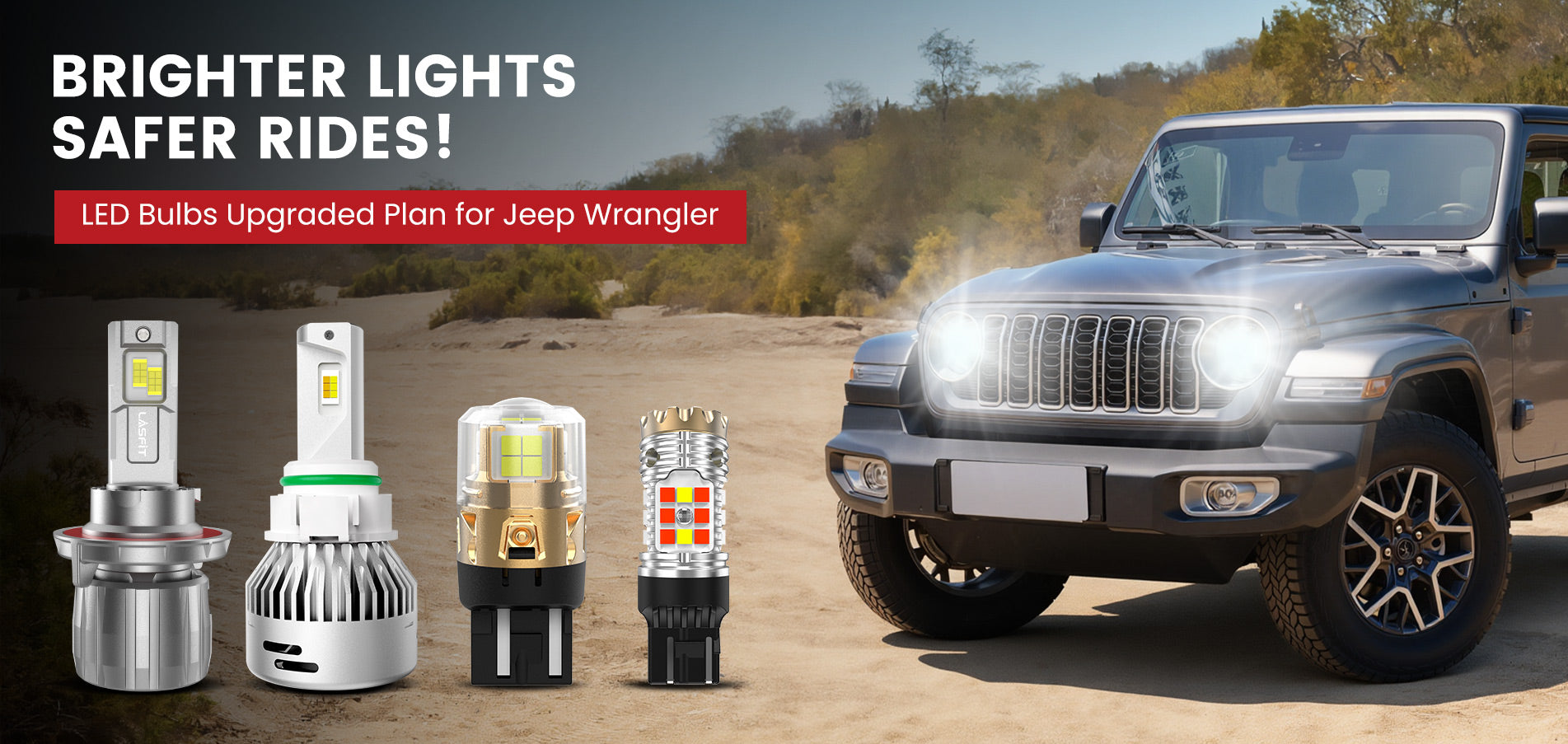 Lasfit LED Bulbs for 2018-2025 Jeep Wrangler